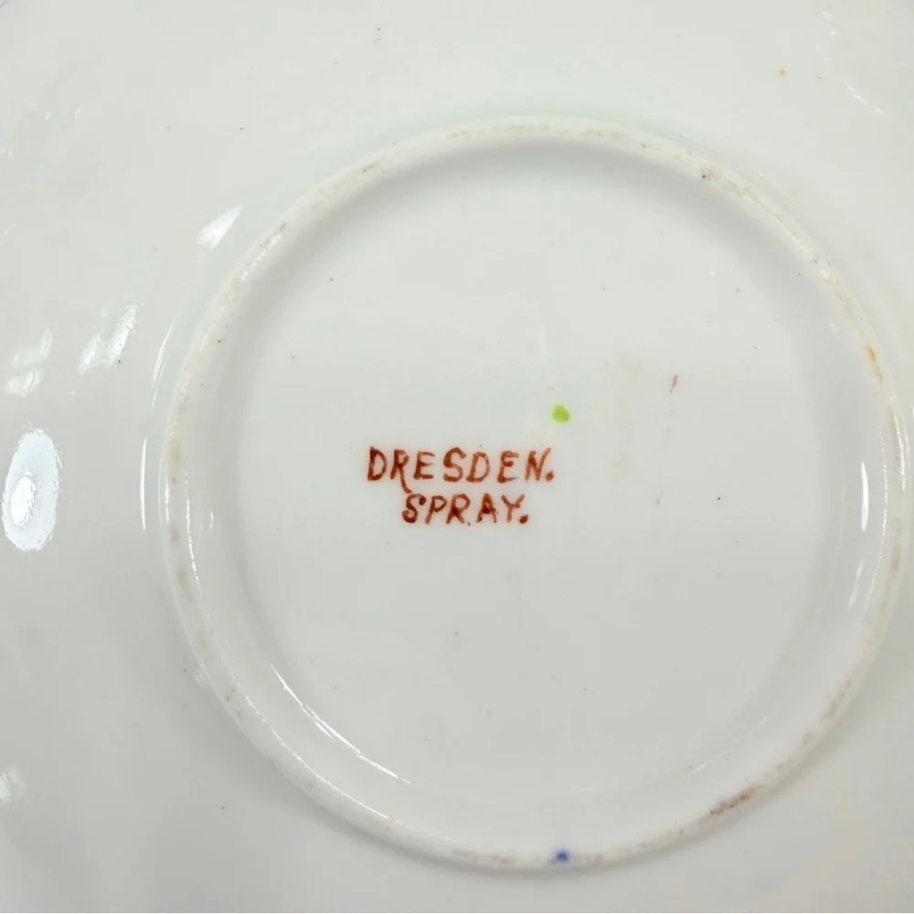 DRESDEN SPRAYS PORCELAIN TEACUP CUP & SAUCER SET, COBALT BLUE, GOLD, FLOWER, VTG